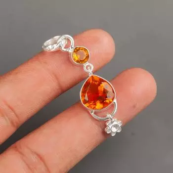 Цитрин Драгоценный камень 925 Стерлинговое серебро Ювелирные изделия Подвеска Камень ноября 2,00 PP-5-2