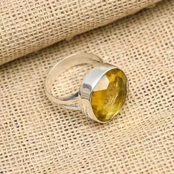 Цитрин Драгоценный камень ручной работы 925 твердых стерлинговых ювелирных изделий ручной работы для ее женщин 4 жёлтый