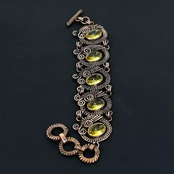 Цитрин Драгоценный камень ручной работы из стерлингового серебра 925 пробы Красивый ювелирный браслет на День Благодарения 7-8 Inches жёлтый