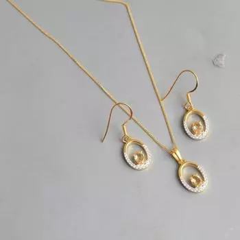 Цитрин Синий Топаз Желтое Золото Позолоченный Кулон Серьги Ожерелье Набор Стерлингового Серебра 925 Женщин Камень Ювелирные Изделия жёлтый