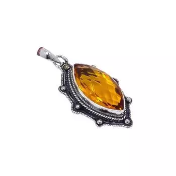 Citrine 925 Sterling Silver Pendant V9019, Yellow Pendant, Marquish Pendant, Valentin s Day Gift, Gift For Her, Birthday Gift, Handmade Jewelry, Silve
