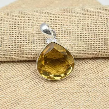 Citrine Gemstone 925 Серебряные украшения ручной работы Очаровательный кулон для женщин 1.377 Inches жёлтый