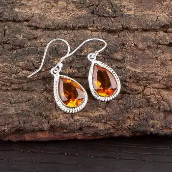 Citrine Gemstone 925 Sterling Silver Handmade Jewelry Earrings1.40 Gift For Her EE-9-8