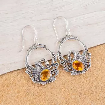 Citrine Gemstone 925 Sterling Silver Jewelry Drop/Dangle Earrings 1.64 For Gift CE-2-12