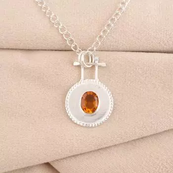 Citrine Gemstone 925 Sterling Silver Jewelry Handmade Pendant 1.4 Gift For Wife PP-57-4