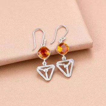 Citrine Gemstone 925 Sterling Silver Jewelry Handmade Earrings 2.00 For Women EE-45-1