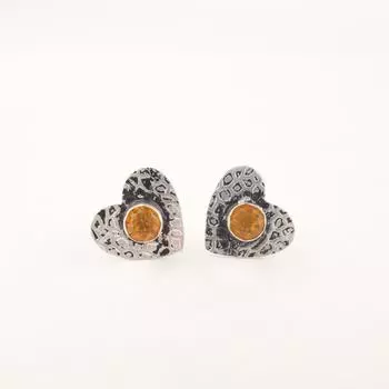 Citrine Gemstone 925 Sterling Silver Jewelry Handmade Women Stud 0.6 For Gift EE-143-5