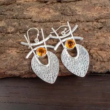 Citrine Gemstone 925 Sterling Silver Jewelry Handmade Drop/Dangle Earrings 1.78 EE-64-5