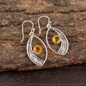 Citrine Gemstone 925 Sterling Silver Jewelry Handmade Drop/Dangle Earrings 1.60 EE-61-2