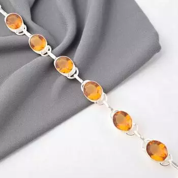 Citrine Gemstone 925 Sterling Silver Jewelry Handmade Bracelet 8 Gift For Women RB-10-11
