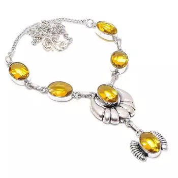 Ювелирное ожерелье из серебра 925 пробы с драгоценным камнем цитрином 18 дюймов U1v96 жёлтый