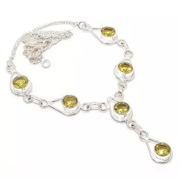 Citrine Gemstone 925 Sterling Silver Jewelry Necklace 18 j6i84 жёлтый