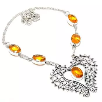 Ювелирное ожерелье из серебра 925 пробы с драгоценным камнем цитрином 18 дюймов m8M87 жёлтый