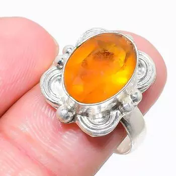 Citrine Gemstone 925 Sterling Silver Jewelry Ring Size 9 d1H89 9 жёлтый