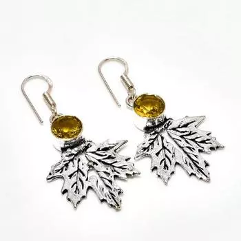 Ювелирные серьги ручной работы с цитрином, посеребренные 925 пробы, 1,89 дюйма