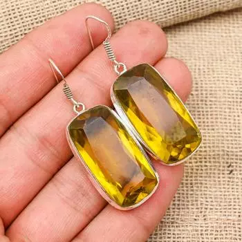 Citrine Gemstone Handmade 925 Sterling Silver Beautiful Jewelry Earring For Thanksgiving