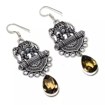 Citrine Gemstone Handmade 925 Sterling Silver Gift Jewelry Earring 2.56 R4E07