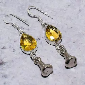 Citrine Gemstone Handmade 925 Sterling Silver Jewelry Earring 2.17 c7L26