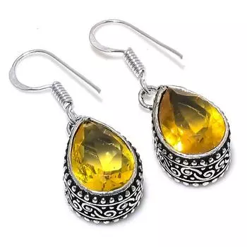 Citrine Gemstone Handmade 925 Sterling Silver Jewelry Earring 1.42 r5s75