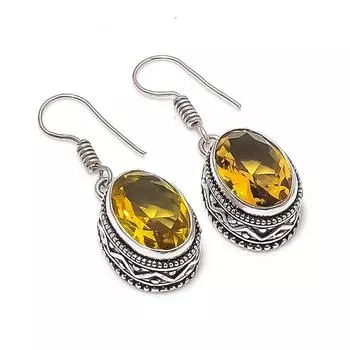 Citrine Handmade 925 Sterling Silver Jewelry Earring 1.46 E1K45