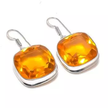 Citrine Handmade 925 Sterling Silver Jewelry Earring 1.65 o4F58