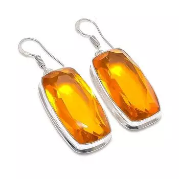 Citrine Handmade 925 Sterling Silver Jewelry Earring 2.01 c2E31