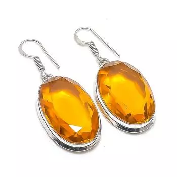 Citrine Handmade 925 Sterling Silver Jewelry Earring 1.93 Z6h85