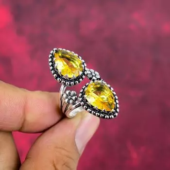 Кольцо с цитрином, ювелирные изделия из цельного серебра 925 пробы с драгоценными камнями, кольцо ручной работы на День благодарения 4 жёлтый
