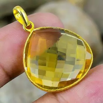 Citrine Topaz Gemstone (Simulated) 925 Sterling Silver Pendant 1.48 SP7367-48
