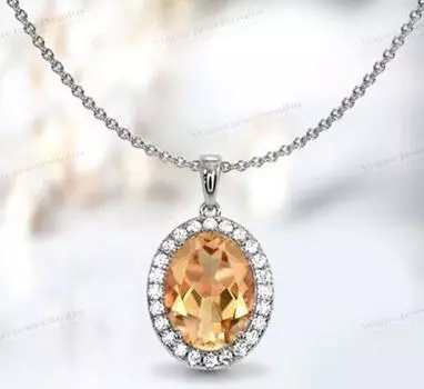 Цитриновый кулон для женщин овальной формы цитриновые ожерелья в стиле ар-деко с цитрином Halo We