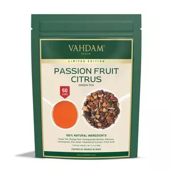 Цитрусовый чай с Маракуйей (100 г), Passion Fruit Citrus Green Tea, VAHDAM