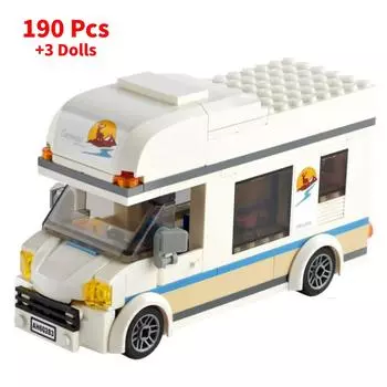 City Great Vehicles Holiday Camper Van 60283 Строительные блоки Игрушки Машина Для Детей, Караван Автодом, Подарок для Мальчиков И Девочек, 190 Шт. bagged