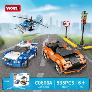 City Pioneer Warma Town Police Department Assembles Model Boy Patchwork Building Block Toys