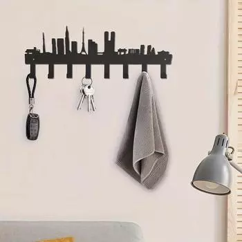 City Silhouette Key Hooks, Household Multi-Purpose Clothes Bag Key Hooks, Living Room Wall Decorative Hook Key Holder
