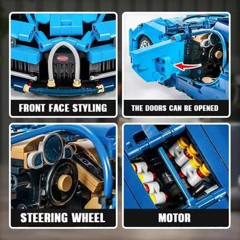 City Technical Super Blue спортивный автомобиль MOC Building Blocks Kit 1:14 Масштабная модель супер скоростного транспортного средства, сборка игрушечных кирпичиков, детский подарок