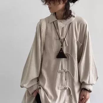 Cityboy весна осень ретро китайский стиль Тан платье рубашка женская хлопок и пенька свободная пряжка косой воротник рубашка пальто XXL абрикосовый