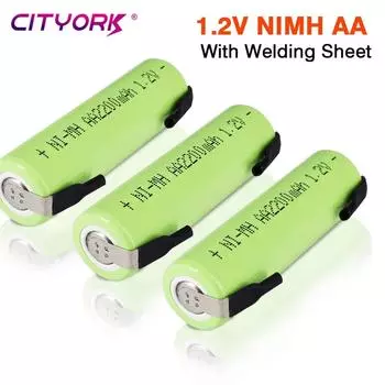 CITYORK 1,2 В AA перезаряжаемая батарея 2200 мАч nimh элемент со сварочными пластинами для электробритвы DIY бритва Braun Philips зубная щетка
