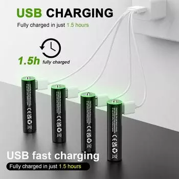 CITYORK 1,5 В USB 1200 МВтч AAA литиевая аккумуляторная батарея AAA USB зарядка литий-ионные батареи с USB-кабелем для дистанционного управления
