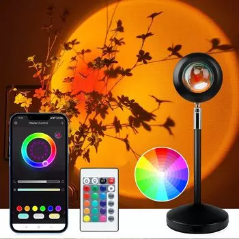 CIUJOY Sunset Lamp Projection 6W UFO Sunset Light с приложением и пультом дистанционного управления 16 цветов RGB Change Night Light для управления украшением дома и комнаты,