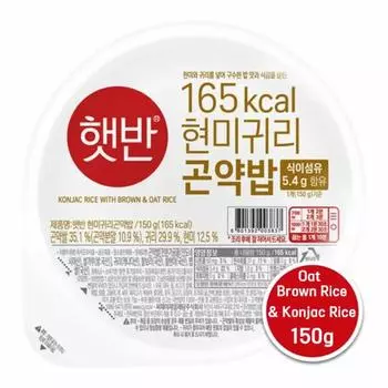 CJ Рис быстрого приготовления Hetban для микроволновой печи - Коричневый рис, овес и конжаковый рис 150 г (3 варианта) 3PCS