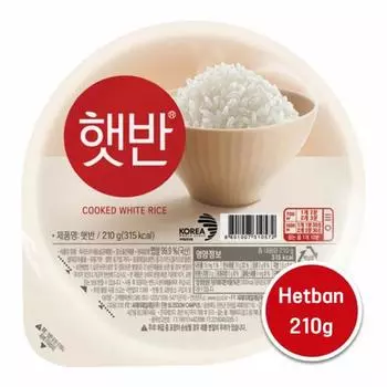 CJ Рис быстрого приготовления Hetban для микроволновой печи - Белый рис, оригинальный размер 210 г (2 варианта) 3PCS