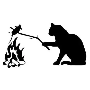 CK3377 # наклейка «кот жареная мышь» на автомобиль виниловая наклейка водонепроницаемое украшение для заднего окна автомобиля наклейки 15x8cm белый