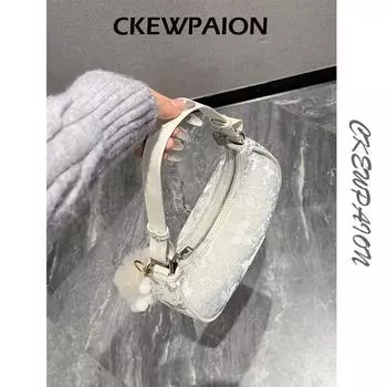 Ckewpaion Special-Interest Design Girls Shoulder Underarm Bag Accessible Luxury Popular Bag Women 2025 New Crossbody Bag White [without ornaments]]