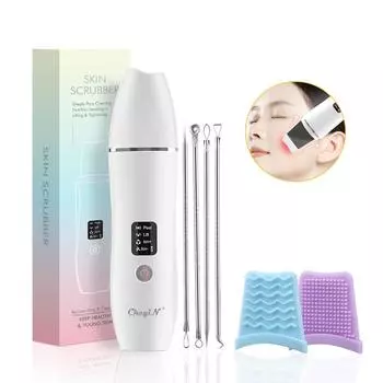 CkeyiN EMS Ультразвуковой инструмент для чистки лица Глубокая очистка Вибрация для удаления черных точек ЖК-дисплей Ультразвуковой очиститель Скруббер для кожи