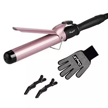 CkeyiN щипцы для завивки волос 38 мм щипцы для завивки волос щипцы для завивки волос щипцы для завивки волос отрицательные ионы 30 уровней регулировки температуры ЖК-дисплей температуры вращающийся шнур питания розовый