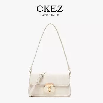 Ckez Genuine Goods Small Square Bag Women s 2025 New Underarm Bag Women Birthday Gift for Girlfriends Shoulder Messenger Bag Beige White