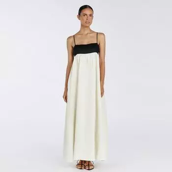 Clacive Летние свободные бежевые хлопковые женские платья без рукавов длиной до щиколотки 2024