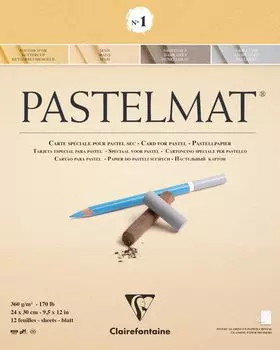 Clairefontaine Pastel Mat Block 24x30 см 12 листов бумаги пастельный карандаш цветной карандаш Clairefontaine cf96017 № 1 360 г/м бескислотный бескислотный жёлтый