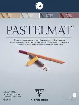 Clairefontaine Pastel Mat Block 30x40 см 12 листов бумаги пастельный карандаш цветной карандаш Clairefontaine cf96112 №4 360 г/м бескислотный бескислотный серый