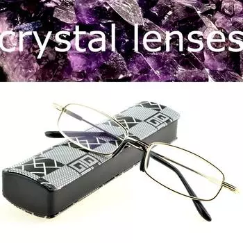 Clara Vida Gold Narrow Metal Frame Mineral Crystal Lens Reading Glasses For Men Women +1 +1.5 +2 +2.5 +3 +3.5 +4 +0.75 золотой
